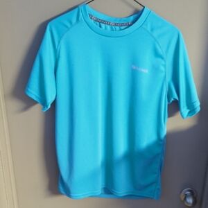 Zengvee Men's Aqua Blue Athletic Performance Short Sleeve Tee, Great Condition